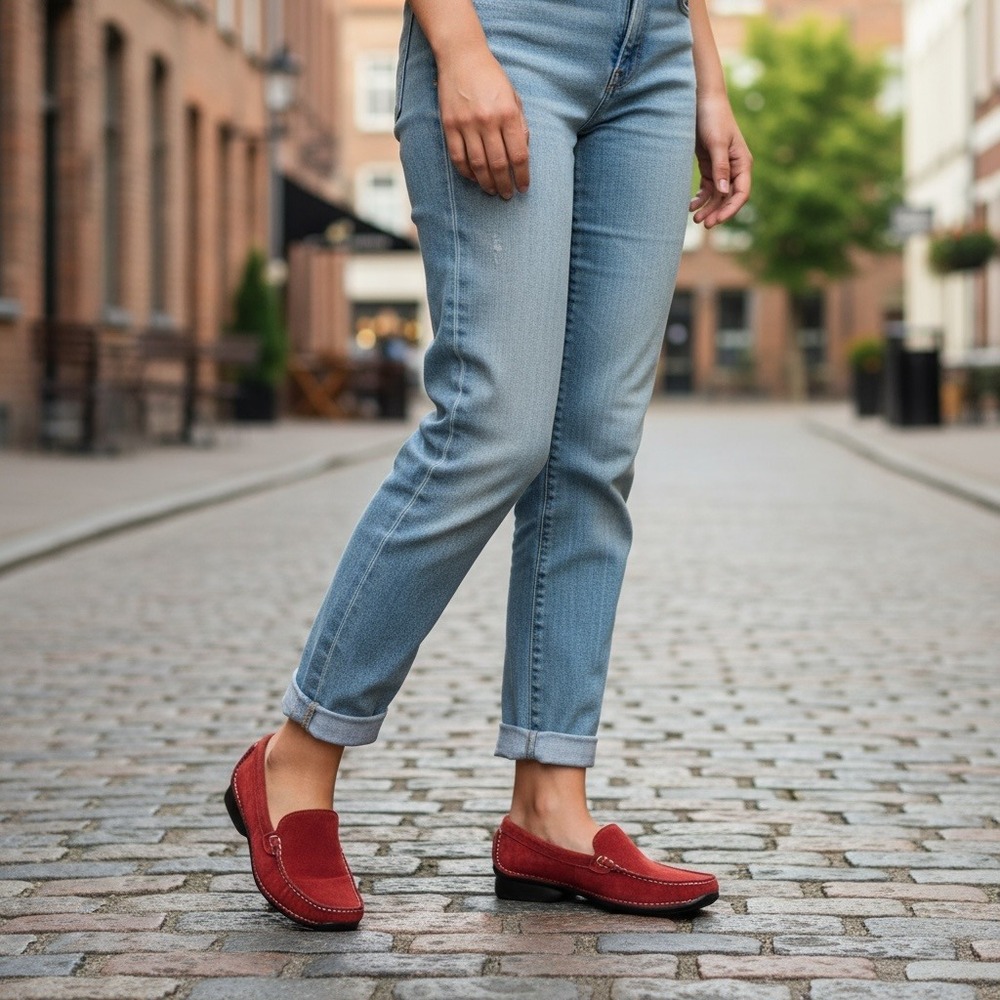 Hush Puppies Camden Chianti Red Suede Leather Loafers‎ Size 9M Women's Slip On